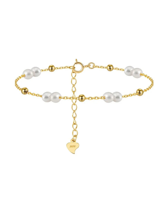 Cultured Freshwater Pearl and Gold Bead Bracelet