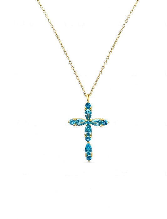 Divine Cross Pendant in 18K gold-plated 925 sterling silver with cubic zirconia diamonds